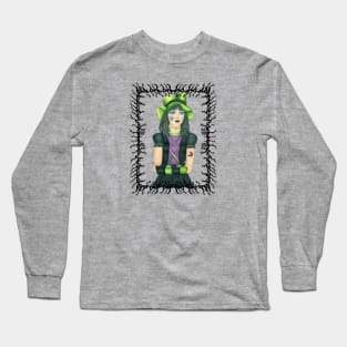 Goth Girl Branch Frame Green Hat Long Sleeve T-Shirt